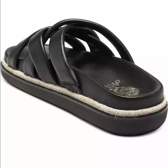 VINCE CAMUTO *CHAVELLE* PLATFORM SANDAL COLOR~BLACK BABY SHEEP SIZE 8.5 M NEW - Picture 3 of 8